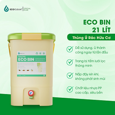 Thùng Ủ Rác Hữu Cơ EcoBin 21 Lít - EcoClean - Ủ Rác Nhà Bếp -Tự Làm Phân Compost Tại Nhà