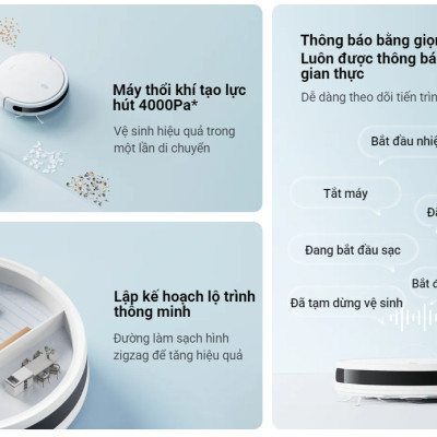 Robot hút bụi lau nhà Xiaomi Robot Vacuum E10 Lực hút 4000Pa Bản quốc tế - Hàng chính hãng