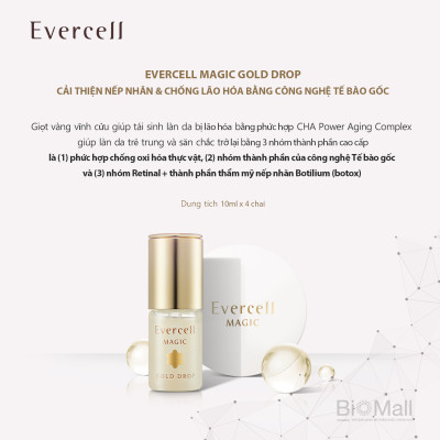 Ampoule Vàng và năng lượng Tế bào gốc Chống lão hóa thần kỳ Tế bào gốc EVERCELL Magic Gold Drop 4chaix10ml 