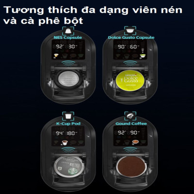 Máy pha cà phê 4 trong 1, Espresso, Viên Nén Nespresso, Nescafe Dolce, Kcup Thương hiệu Mỹ cao cấp HiBREW - H6 - HÀNG CHÍNH HÃNG