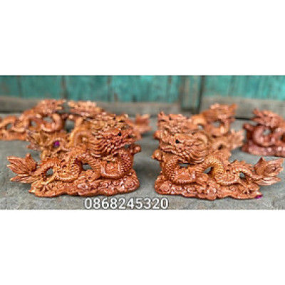 Tượng con rồng phong thủy bằng gỗ hương đá kt 40×20×11cm 