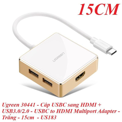 Ugreen UG30441US183TK Bộ chuyển đổi TYPE C sang 1 USB 3.0 + 2 USB 2.0 + HDMI + hỗ trợ nguồn TYPE C - HÀNG CHÍNH HÃNG