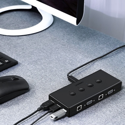 Bộ chuyển tín hiệu 2 CPU dùng 1 màn hình KVM Switch USB Ugreen 50280 - Hàng Chính Hãng