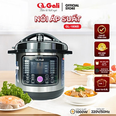 Nồi Áp Suất Điện Gali GL-1606B. Dung tích 6L, nồi đa năng 12 chức năng nấu. Thiết kế hiện đại, nhỏ gọn. Hàng chính hãng bảo hành 24 tháng.