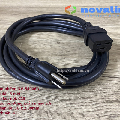 Dây nguồn C19 Novalink NV-54006A cao cấp - Chuẩn 15A/220V - Chuyên dùng cho UPS, Server, PDU (Đủ loại dài: 1.5m/2m/3m) - Hàng chính hãng