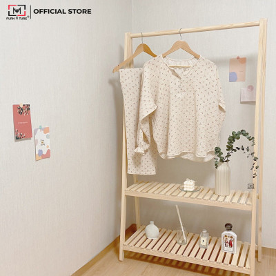 KỆ TREO QUẦN ÁO 2 TÂNG GỖ LẮP RÁP