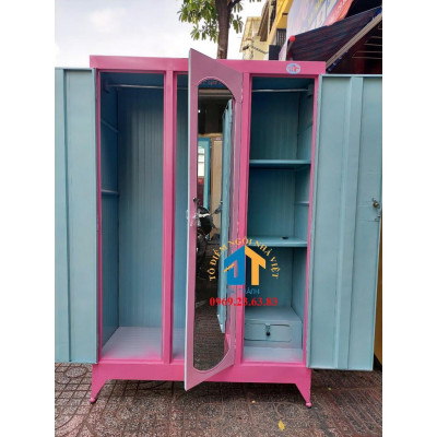Tủ sắt quần áo 1m2x1m8 màu hồng