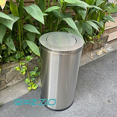 Thùng rác INOX nắp lật xoay KENZIO màu INOX K-A35-G (SS)