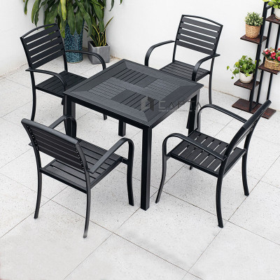 Bàn cafe vuông 80cm ngoài trời TE2033-80A Nội thất Capta Bàn ăn nhà hàng sân vườn nhỏ gọn mặt gỗ nhựa chống thấm chân nhôm sơn tĩnh điện