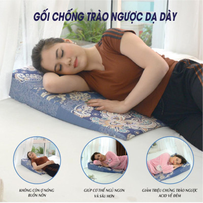 Gối chống trào ngược dạ dày người lớn YOROKOBI - Kích thước 70x60x14 CM, Thích hợp với người bị trào ngược Acid, ợ chua, khó thở khi ngủ - HÀNG THƯƠNG HIỆU