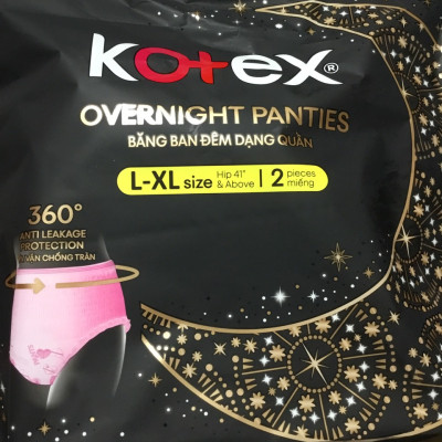 Combo 6 Gói Băng Vệ Sinh Kotex đêm dạng quần vừa vặn chống tràn 360 size  L-XL (2 miếng/gói)-HSD luôn mới