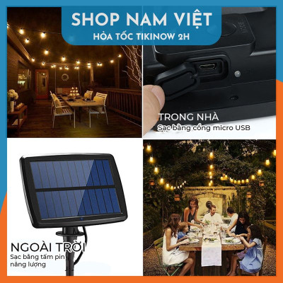 Dây Đèn LED Edison S14 Năng Lượng Mặt Trời Chống Nước Trang Trí Ngoài Trời - Chính Hãng NAVIVU
