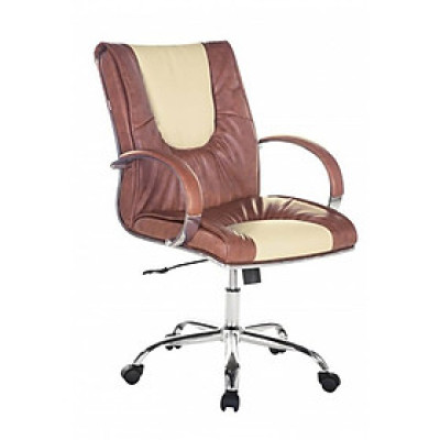 Ghế Trưởng Phòng Tay Ốp Da Pu Chân Thép Mạ Cao Cấp IBIE OC337GN - Nâu