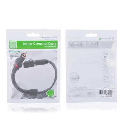 Ugreen UG10561AV102TK 0.25M màu Đen Cáp âm thanh 2 đầu Bông sen sang 3.5mm Âm - HÀNG CHÍNH HÃNG