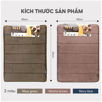 Thảm lau chân Lebenlang LBL8181 thấm hút nước đế cao su chống trơn trượt phòng tắm - hàng chính hãng