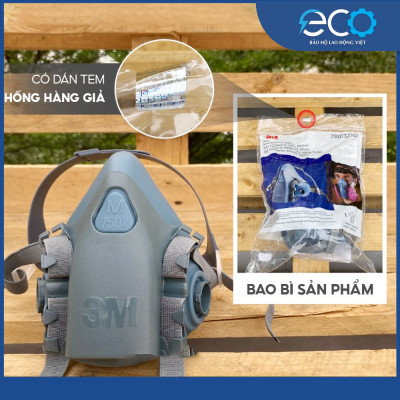 Combo (7 món) mặt nạ phòng độc 3M 7501, 7502 kết hợp phin lọc 3M 6003, tấm lọc bụi 5N11 cùng nắp giữ 501  lọc hơi độc Hơi hữu cơ vô cơ Phun sơn Phun xịt thuốc sâu Mặt nạ chính hãng 