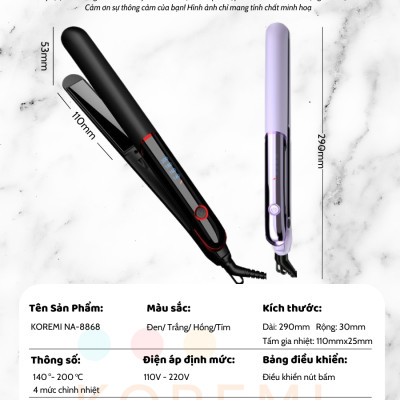 KOREMI Máy uốn duỗi 3in1 Duỗi Thẳng, Uốn Xoăn, Làm Phồng Tóc X3 ion âm, Giúp tóc suôn mượt Hàng Chính Hãng