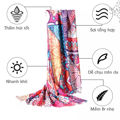 Khăn Tắm Đa Năng LMcation - Thổ Cẩm Hồng