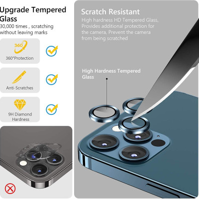 Bộ miếng dán kính cường lực bảo vệ Camera iPhone 12 Pro Max hiệu Wiwu Guard Lens Ring mang  lại khả năng chụp hình sắc nét full HD (độ cứng 9H, chống trầy, chống chụi & vân tay, bảo vệ toàn diện) - hàng nhập khẩu