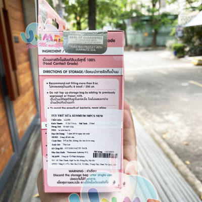 Túi trữ sữa Sunmum đủ dung tích và nguyên tem niêm phong bạc đảm bảo chất lượng nhập khẩu