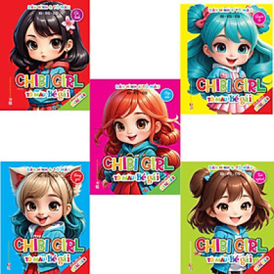 Sách - Dán Hình & Tô Màu IQ EQ CQ - Chibi Girl Tô Màu Bé Gái - Tinh Nghịch - Kèm Sticker - Combo 5 Cuốn - Việt Thư