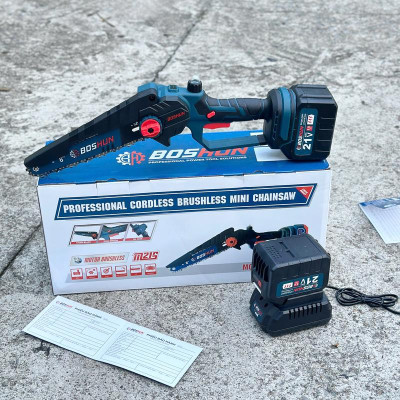 Máy Cưa Pin 8 Inch Boshun Cầm Tay - CS08 - Tốc Độ Cưa 7m/s - Không Chổi Than Cao Cấp - Chân Pin Phổ Thông 2 Pin 15 Cell 21V/6Ah