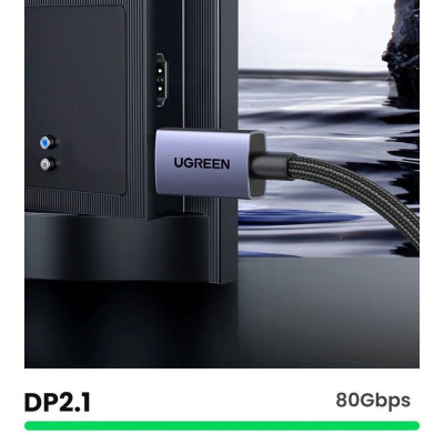 Ugreen UG15384DP118TK 2M DP 2.1 16K30Hz 10K60Hz 8K120Hz 4K144Hz Cáp Displayport chuẩn hỗ trợ độ phân giải cao dây bọc dù - HÀNG CHÍNH HÃNG
