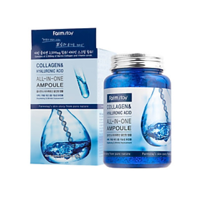 Tinh chất dưỡng da đa năng Collagen & Hyaluronic acid _ Farmstay Collagen & Hyaluronic acid All In One Ampoule