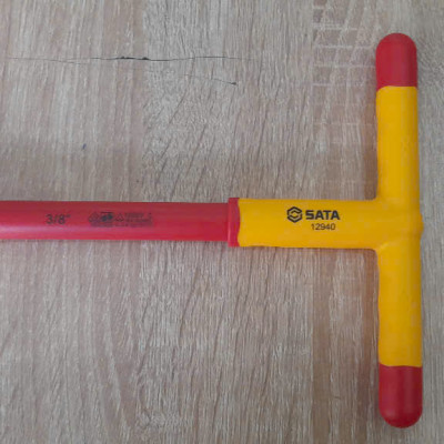 Tay vặn chữ T cách điện 1000V VDE đầu 3/8 dài 200mm SATA 12940