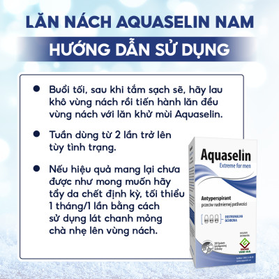Combo 2 Hộp Lăn Khử Mùi AQUASELIN Extreme For Men Không Gây Ố Vàng Áo, Giảm Mồ Hôi Hiệu Quả Hộp 50ml
