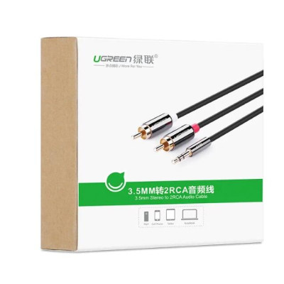 Ugreen UG10591AV116TK 5M màu Đen Cáp âm thanh 2 đầu Bông sen sang 3.5mm Dương mạ vàng - HÀNG CHÍNH HÃNG