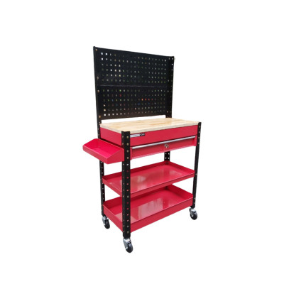 XE ĐẨY DỤNG CỤ 1 NGĂN KÉO CÓ MẶT BÀN GỖ VÀ TẤM TREO