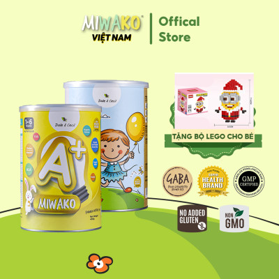Combo 2 Hộp Sữa Miwako A+ Vị Vani & Vị Gạo Hộp 400g Nhập Khẩu Malaysia, Sữa Hạt Hữu Cơ Cho Bé Từ 1 Tuổi Dị Ứng Đạm Bò Chậm Nói Giúp Phát Triển Trí Não Chiều Cao
