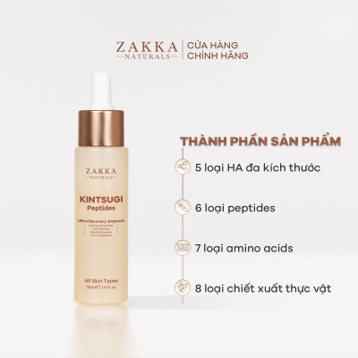 Tinh Chất Phục Hồi Chuyên Sâu Độ Ẩm & Lành Tổn Thương Zakka Naturals Kintsugi Peptides Ultra Recovery Ampoule 30ml