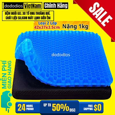 [LOẠI XỊN - Nặng 1kg - Tặng Vỏ] Đệm Ngồi 3D Silicon 2 Lớp Tổ Ong Lót Ghế Thoáng Khí Chống Đau Mỏi Lưng dododios