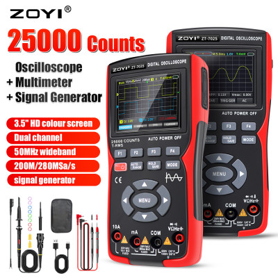 Đồng hồ đo điện vạn năng kỹ thuật số Zoyi ZT-703S 3 trong 1, tích hợp đo sóng hai kênh 50 mhz, lưu trữ dữ liệu dạng sóng, máy phát tín hiệu dao động kép, băng thông 280ms, tốc độ pc - Hàng Chính Hãng