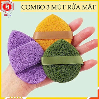 Combo 3 Bông Mút Rửa Mặt, Mút Bọt Biển Làm Sạch Mặt, Dùng Cho Mọi Loại Da Rất Tiện Lợi