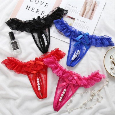 Quần lót nữ đính nơ xẻ đáy đính hạt