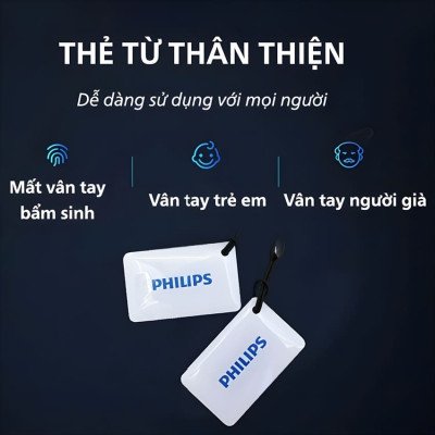 Bộ khóa cửa thông minh Gateway điều khiển từ xa, vân tay, thẻ từ, mật khẩu và chìa cơ Philips DDL610-5HBS - Hàng nhập khẩu