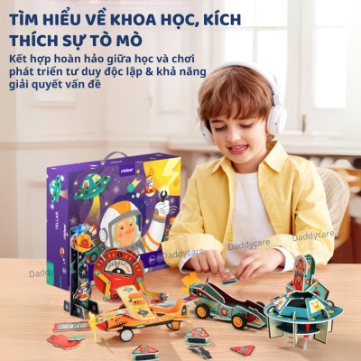 Đồ chơi lắp ráp mô hình lắp ghép robot vũ trụ, Đồ chơi khoa học Stem cho bé 5,6,7,8,9,10 tuổi Mideer stembox