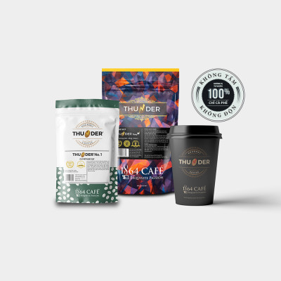  Cà Phê Nguyên Hạt Hạng 1 Sàng 1864/64 in Trọng lượng 220g THUNDER No.3 - 1864 CAFÉ