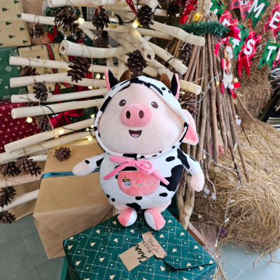Thú nhồi bông heo tiktok cosplay bò sữa - Size từ 35cm đến 45cm -Quà tặng gấu. bông heo tiktok đáng yêu êm mịn.