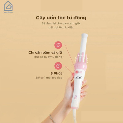 Máy Uốn Tóc Làm Xoăn Xoay Tự Động 360 Độ Hàng FULL BOX Chính Hãng MINIIN - Tặng Máy Ép Tóc 