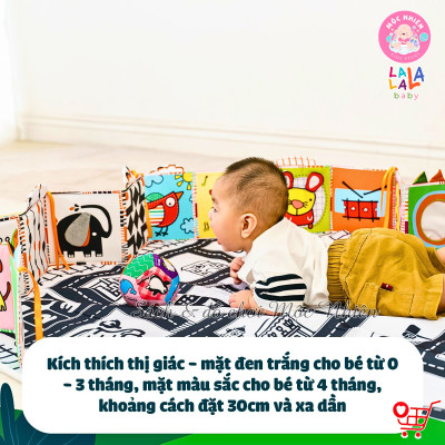 Sách Vải ZicZac Đa Tương Tác Kiêm Đồ Chơi Quây Cũi Kích Thích Thị Giác Cho Trẻ Sơ Sinh - Lalala Baby