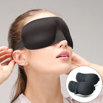 Bịt Che Mắt Ngủ 3D Kèm Bịt Tai Văn Phòng, Trên Xe Ô tô, Máy Bay, Thoáng Khí, Mềm Mại Cho Giấc Ngủ Ngon, Mặt Nạ Ngủ. Du Lịch Dã Ngoại Phượt Thiền MÀU ĐEN