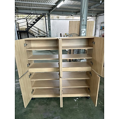 Kệ giày dép lớn gia đình và văn phòng Tundo 1m2 x 1m2, gỗ công nghiệp màu tự nhiên