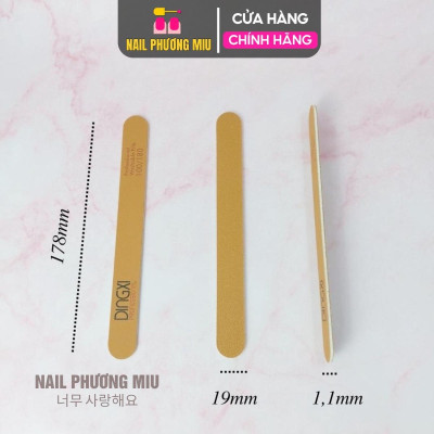 Dũa Mỏng Da Bò DINGXI Lốc 50 Cái Độ Nhám 100/180 Màu Nâu Vàng Làm Nail Tiện Lợi, Form Thẳng, Lõi Nhựa Cứng Cáp, Cầm Chắc Tay, 2 Mặt Nhám Cao Cấp Êm