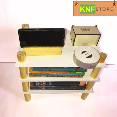Kệ sách gỗ thông gọn gàng,xinh xắn cho bàn làm việc nhỏ từ KNF, mẫu mới 2023