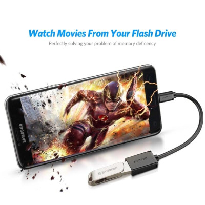 Ugreen UG10396US133TK 12CM màu Đen Cáp chuyển đổi MICRO USB sang USB âm hỗ trợ OTG - HÀNG CHÍNH HÃNG