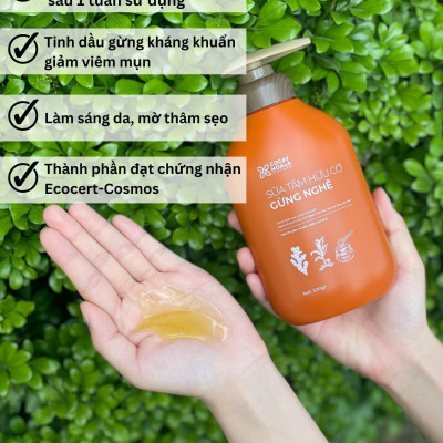 Combo 2 chai Sữa tắm thảo dược hữu cơ Gừng Nghệ Cỏ Cây Hoa Lá - Chiết Xuất Từ 7 Loại Thảo Dược Quý - Phòng Cảm, Tránh Gió, Dưỡng Da - Cho Con Cho Mẹ, Cho Đại Gia Đình, chai 500gr